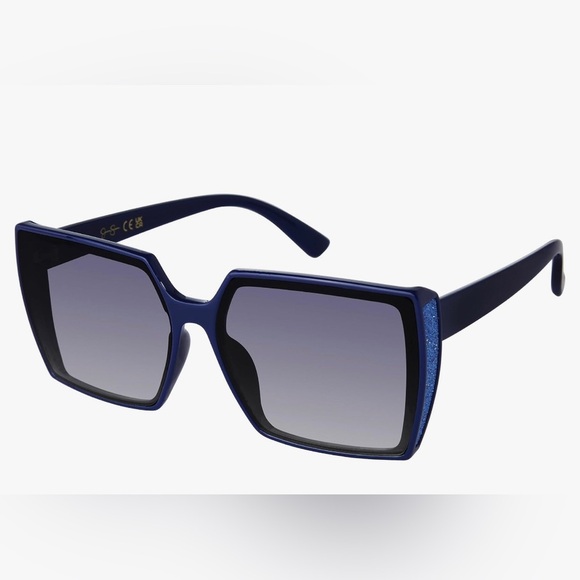 Jessica Simpson J6207 Blue‎ Glitter Square Uv400 Protection Sunglasses 62MM new - Picture 1 of 7